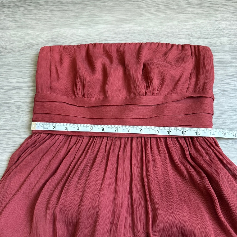 J.Crew Juliet Silk Strapless Dress Coral Pink Tiered Waist - Picture 7 of 8